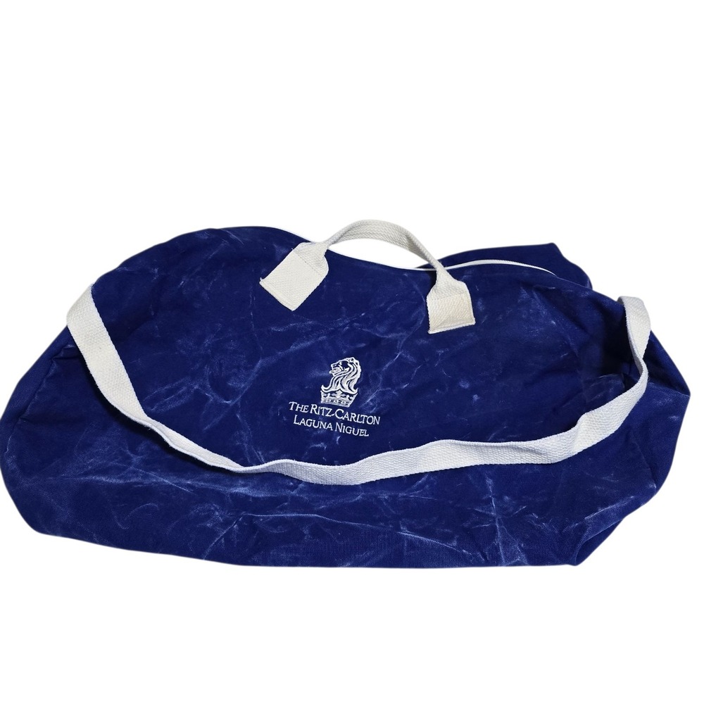 VTG Ritz Carlton Laguna Niguel Resort Duffel Bag Blue Canvas Large Embroidered